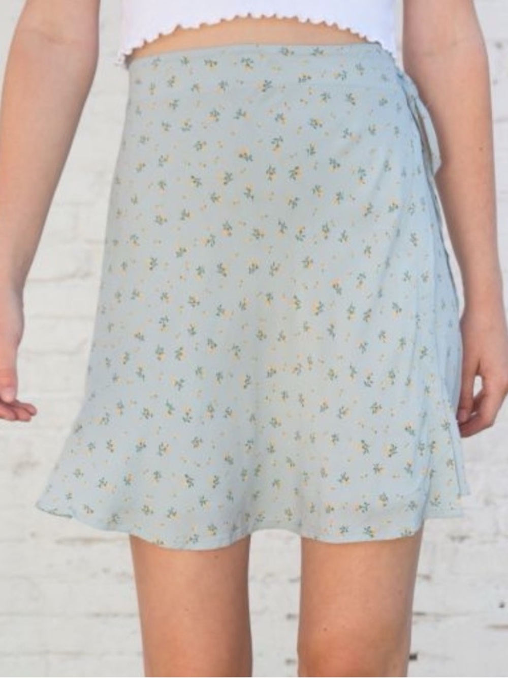 Brandy Melville Blue Floral Wrap Mini Skirt NWOT